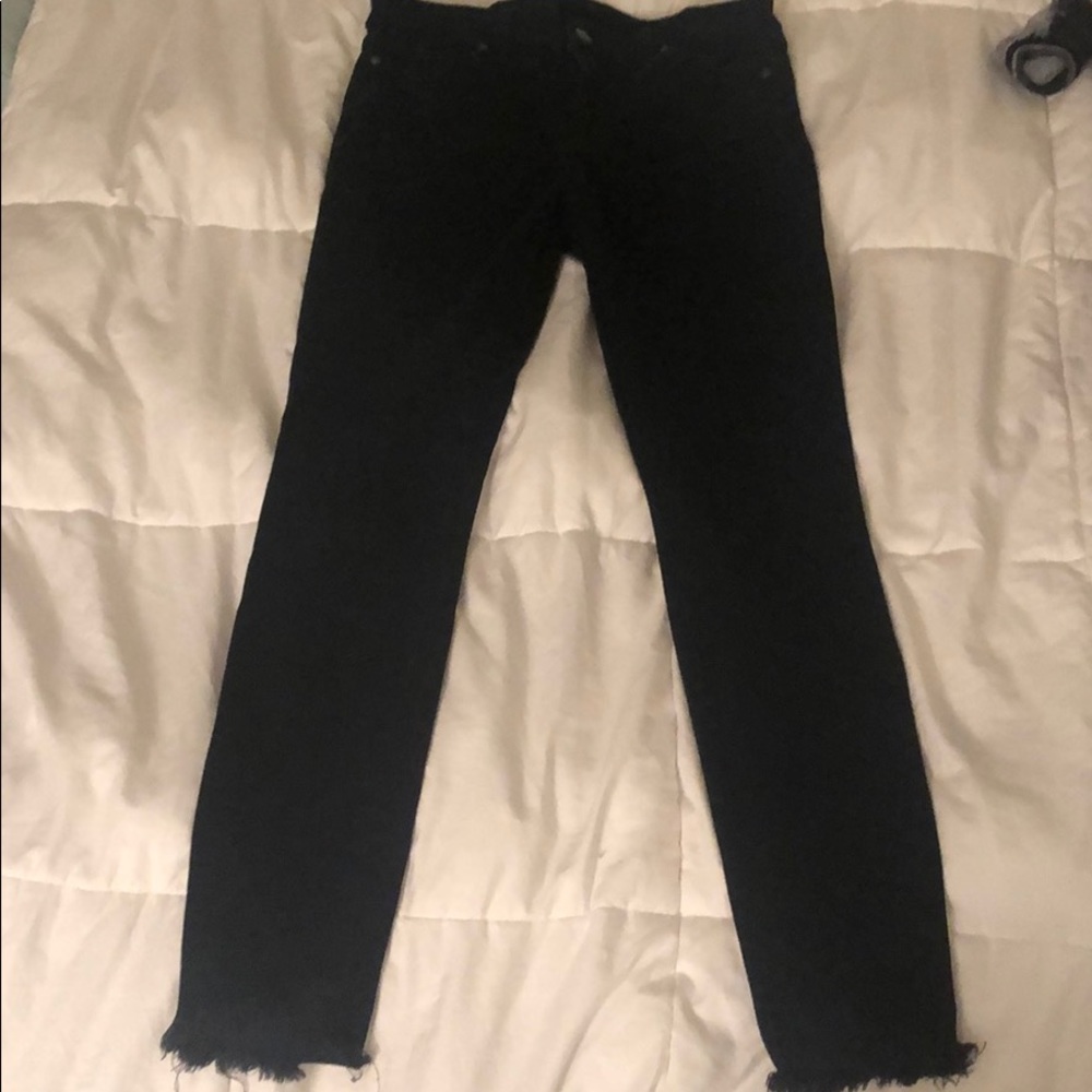 Black skinny/stretch Joes mid-rise fringe